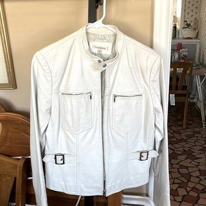 Yvonne Marie cream leather long sleeve lamb jacket